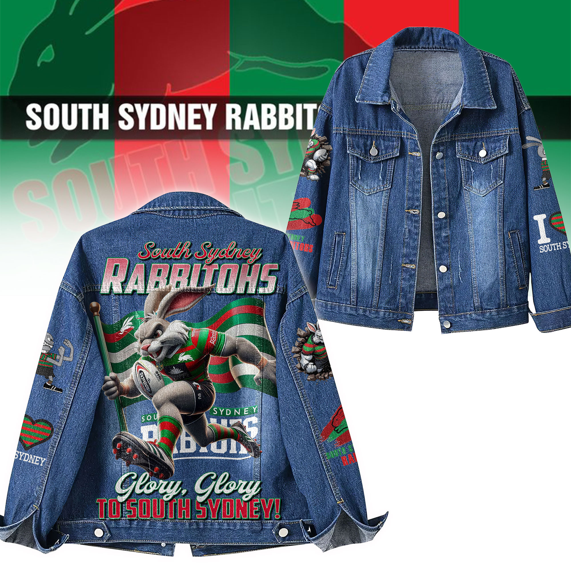 Sportswearmerch South Sydney Rabbitohs Denim Jacket Gift For Fans