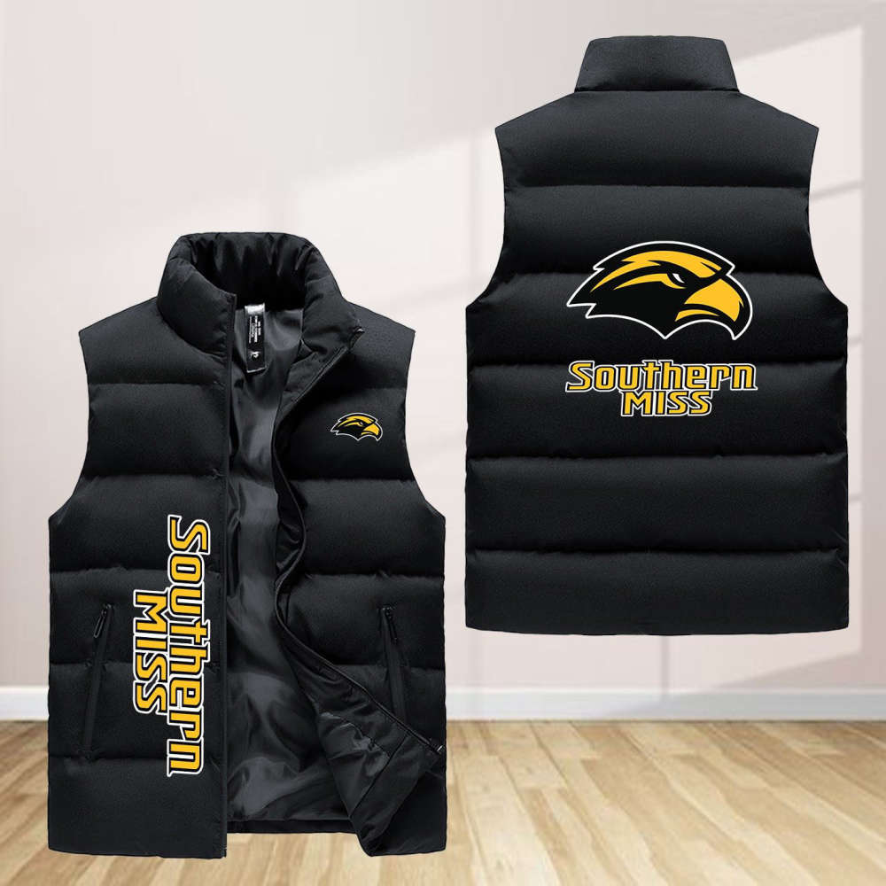 Sportswearmerch Southern Miss Golden Eagles NCAA Sleeveless Puffer Jacket For Fans