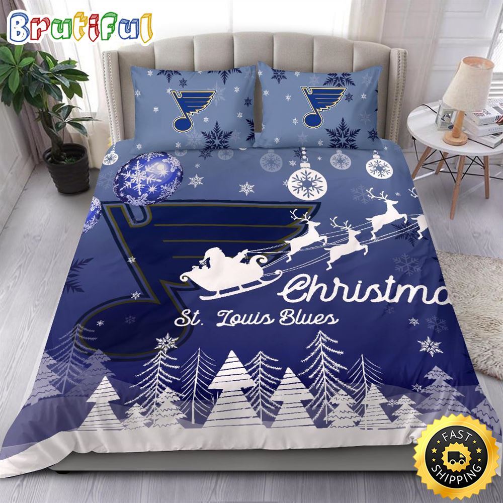 Sportswearmerch St. Louis Blues NHL Christmas Bedding Sets For Fan