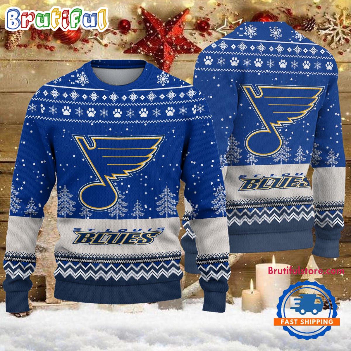 Sportswearmerch St. Louis Blues NHL Personalized Christmas Sweater For Fan