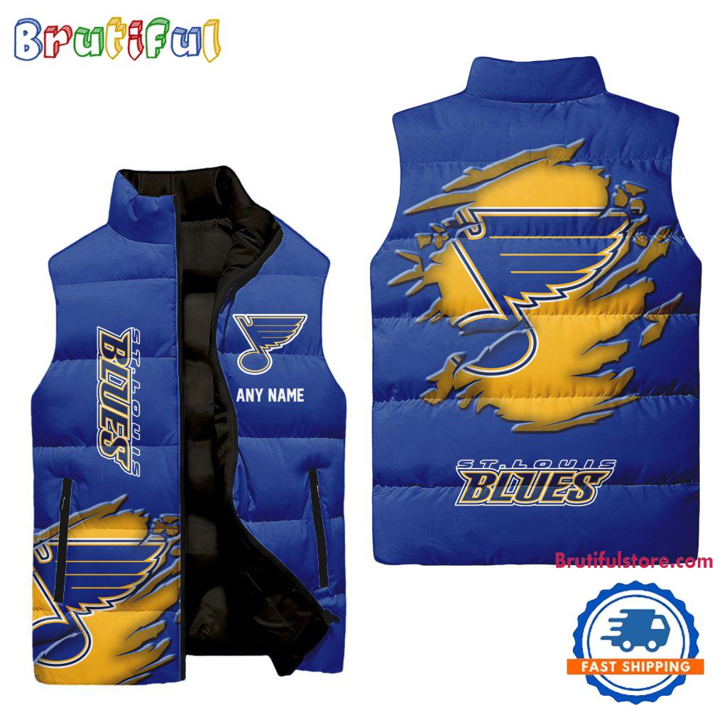 Sportswearmerch St. Louis Blues NHL Personalized Sleeveless Puffer Jacket For Fan