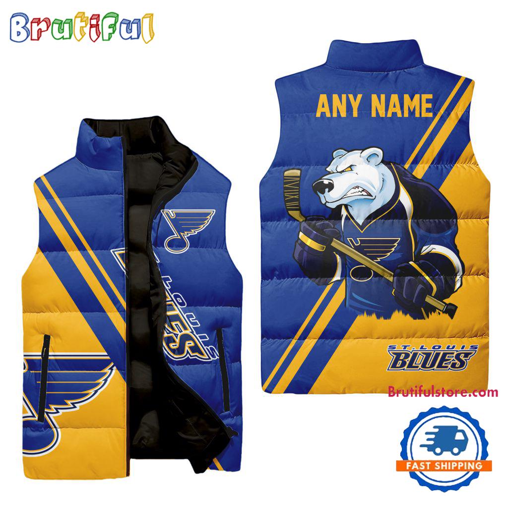 Sportswearmerch St. Louis Blues NHL Sleeveless Puffer Jacket For Fan