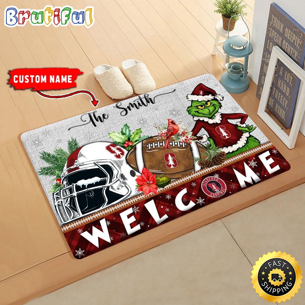 Sportswearmerch Stanford Cardinal NCAA Grinch Christmas Doormat For Fan