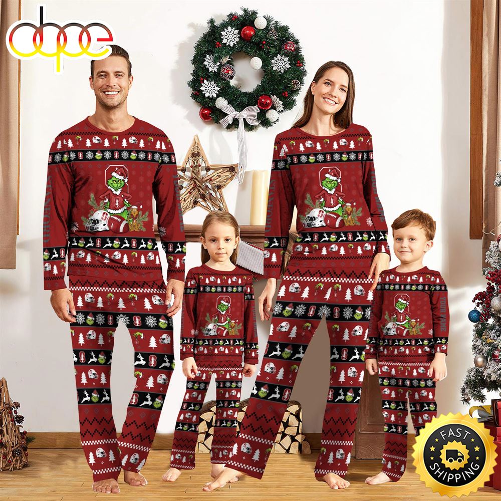 Sportswearmerch Stanford Cardinal NCAA Grinch Christmas Personalized Pajamas For Fan