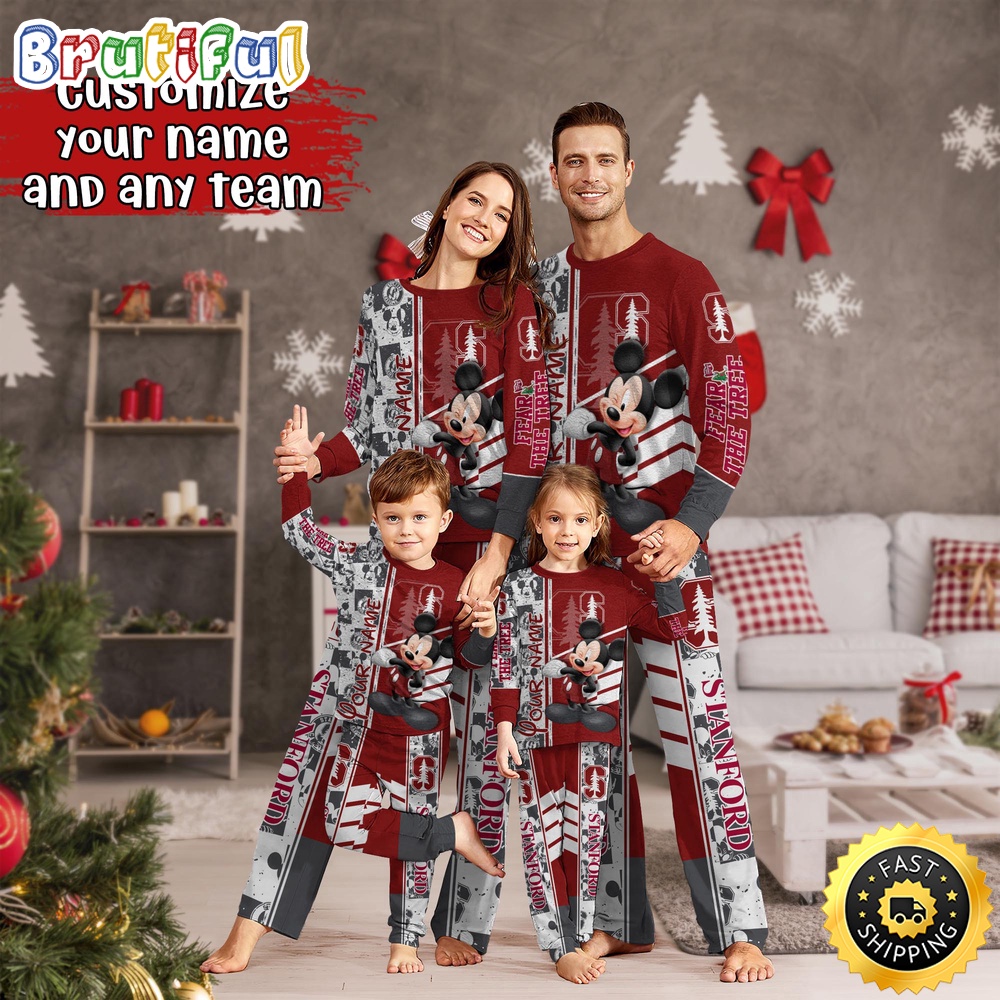 Sportswearmerch Stanford Cardinal NCAA Mickey Mouse Personalized Pajamas Family For Fan
