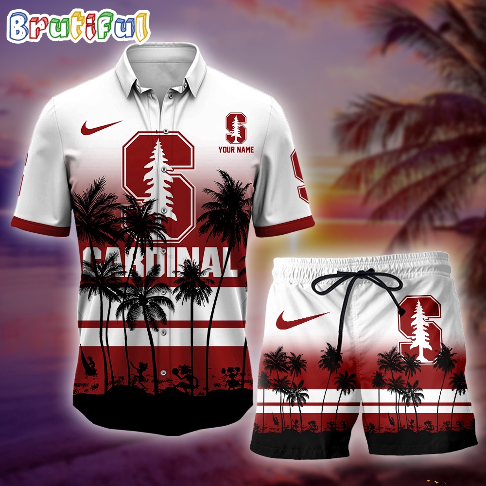 Sportswearmerch Stanford Cardinal NCAA Palm Tree Summer Personalized Set Short Set For Fan