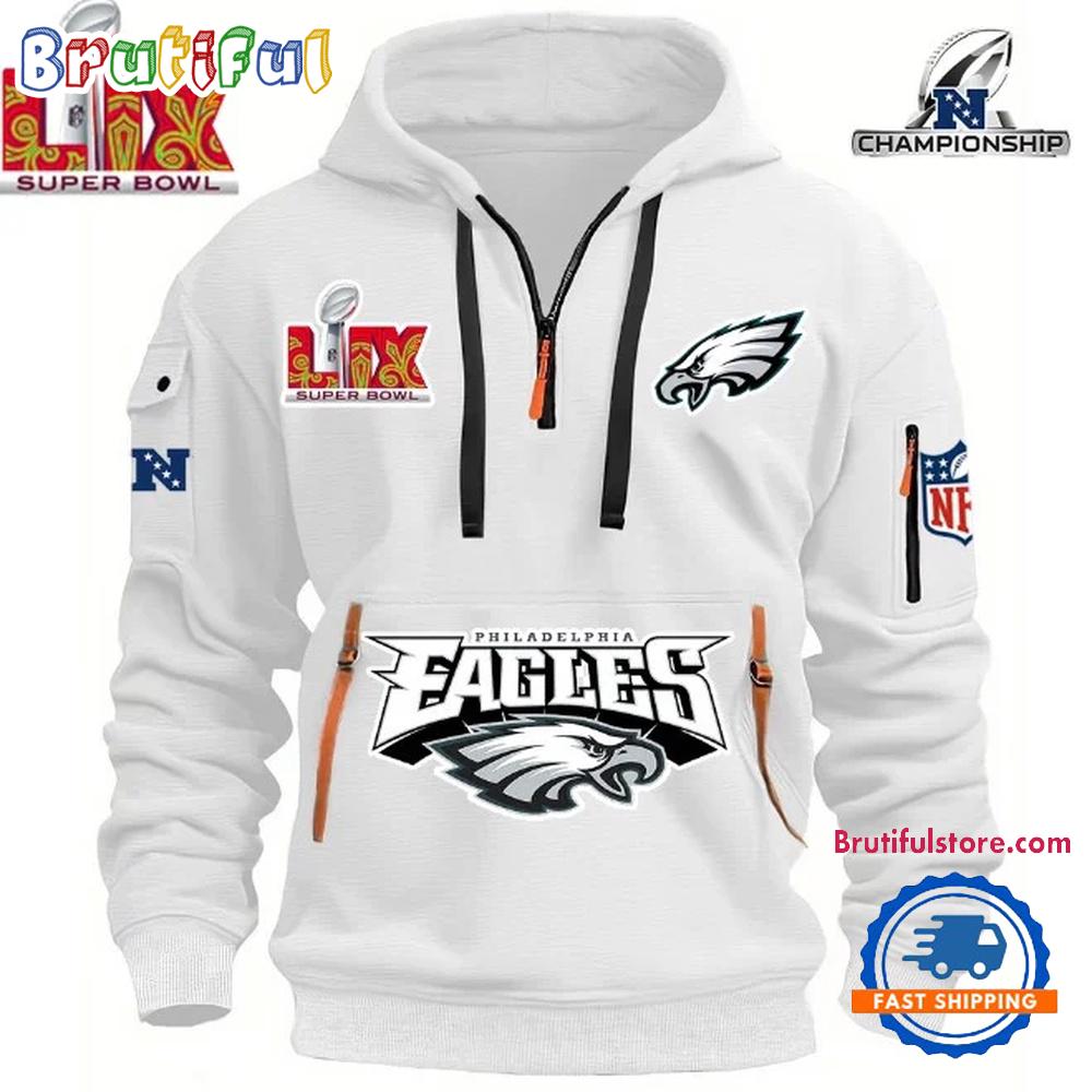 Sportswearmerch Super Bowl Philadelphia Eagles NFL Hoodie Half Zipper For Fan