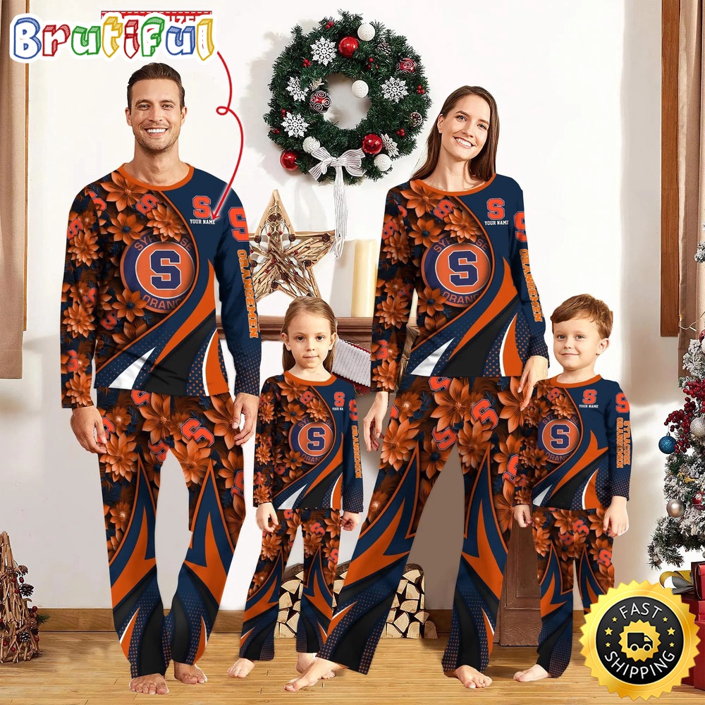 Sportswearmerch Syracuse Orange NCAA Flower Personalized Pajamas Family For Fan