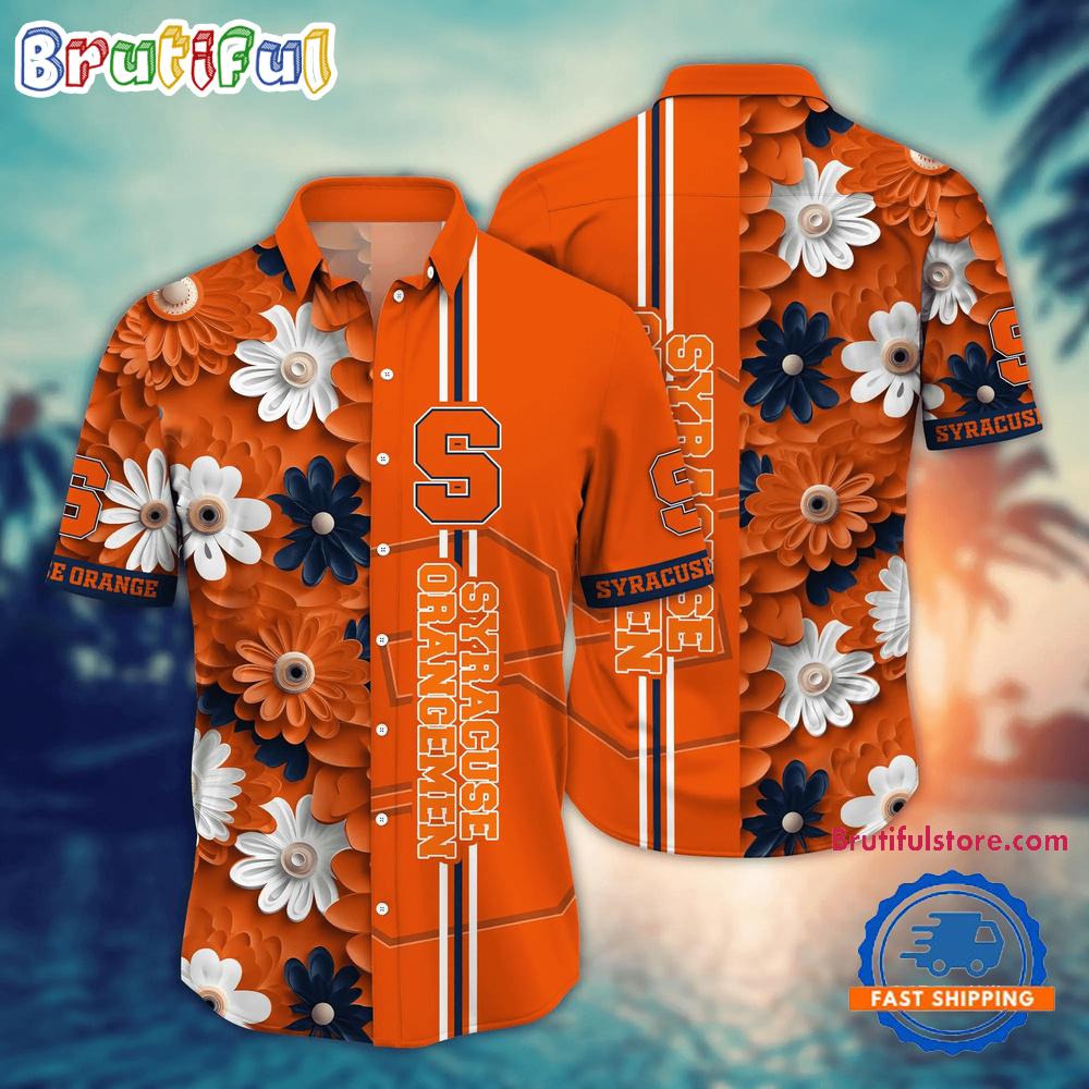 Sportswearmerch Syracuse Orange NCAA Flower Summer Personalized Hawaiian Shirt For Fan