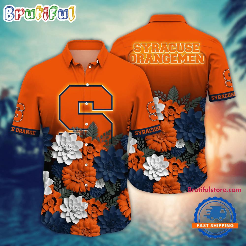 Sportswearmerch Syracuse Orange NCAA Flower Tropical Summer Beach Hawaiian Shirt For Fan