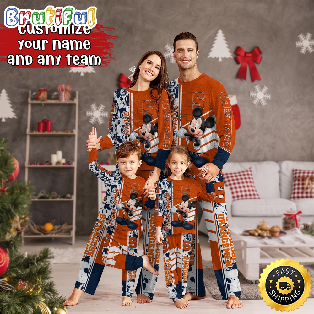 Sportswearmerch Syracuse Orange NCAA Mickey Mouse Personalized Pajamas Family For Fan
