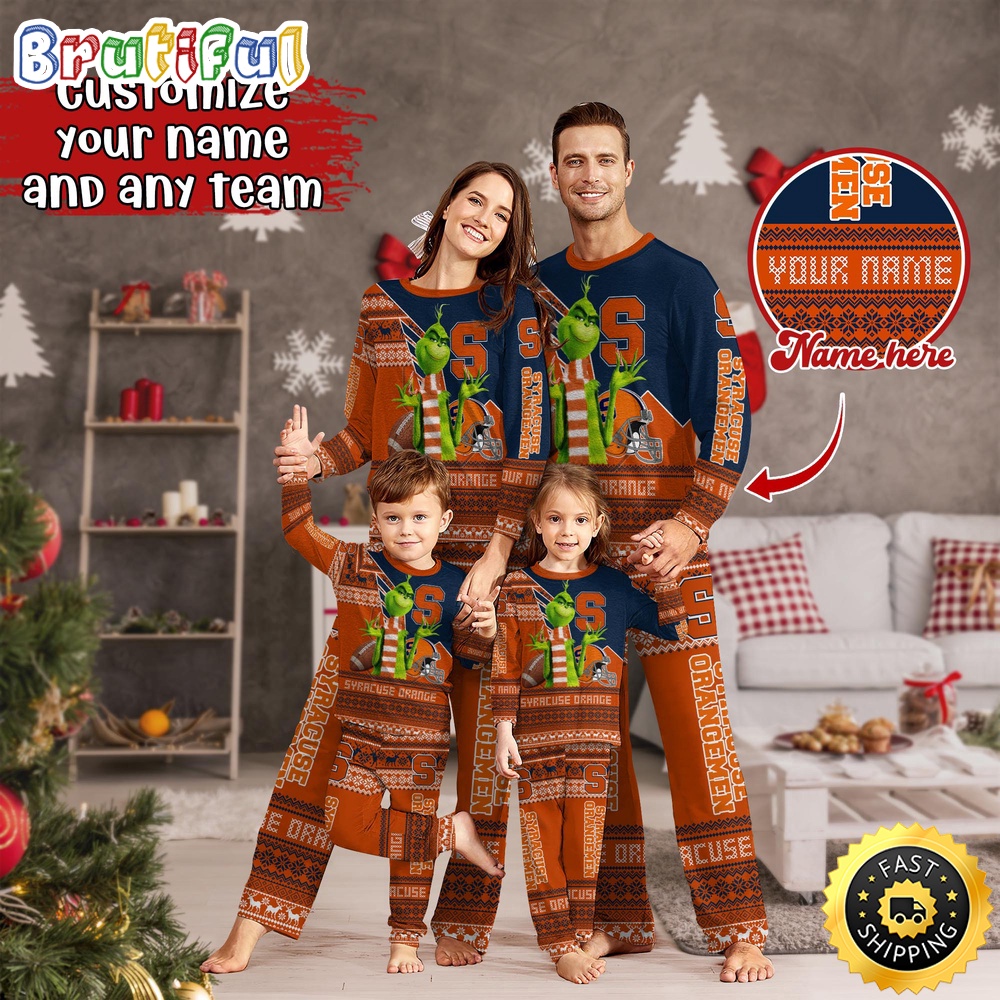 Sportswearmerch Syracuse Orange NCAA Personalized Pajamas Family For Fan