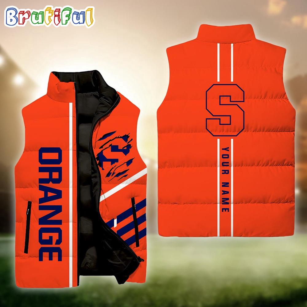 Sportswearmerch Syracuse Orange NCAA Personalized Sleeveless Down Puffer Jacket For Fan