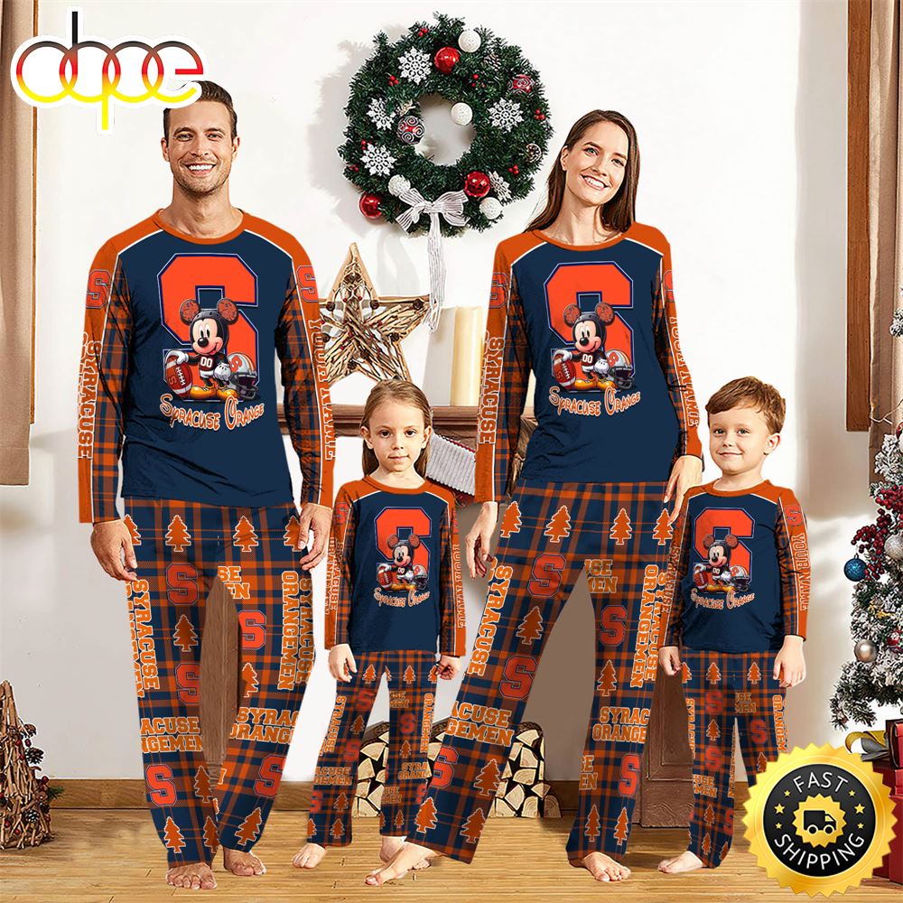 Sportswearmerch Syracuse Orange NCAA x Mickey Mouse Personalized Pajamas Family For Fan