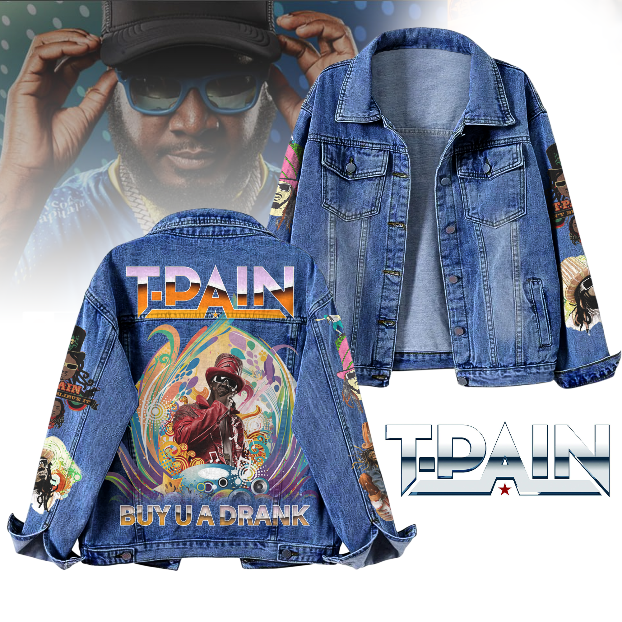Sportswearmerch T-Pain Denim Jacket Gift For Fans
