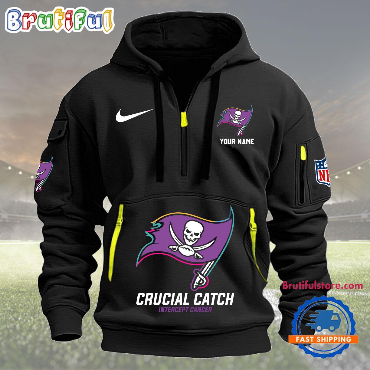 Sportswearmerch Tampa Bay Buccaneers NFL 2024 Crucial Catch Half Zip Hoodie For Fan