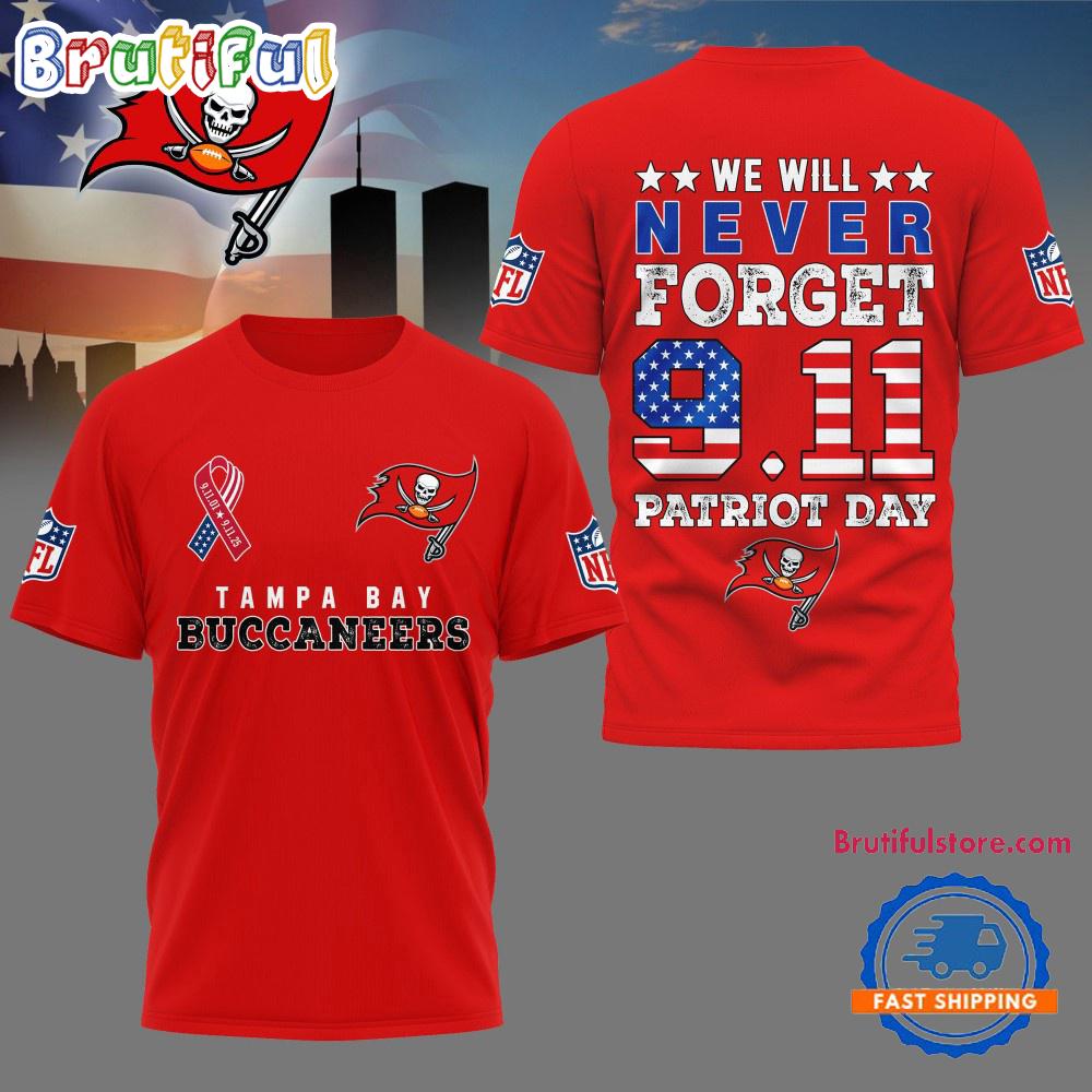Sportswearmerch Tampa Bay Buccaneers NFL And We Will Never Forget 9 11 Patriot Day T-Shirt For Fan