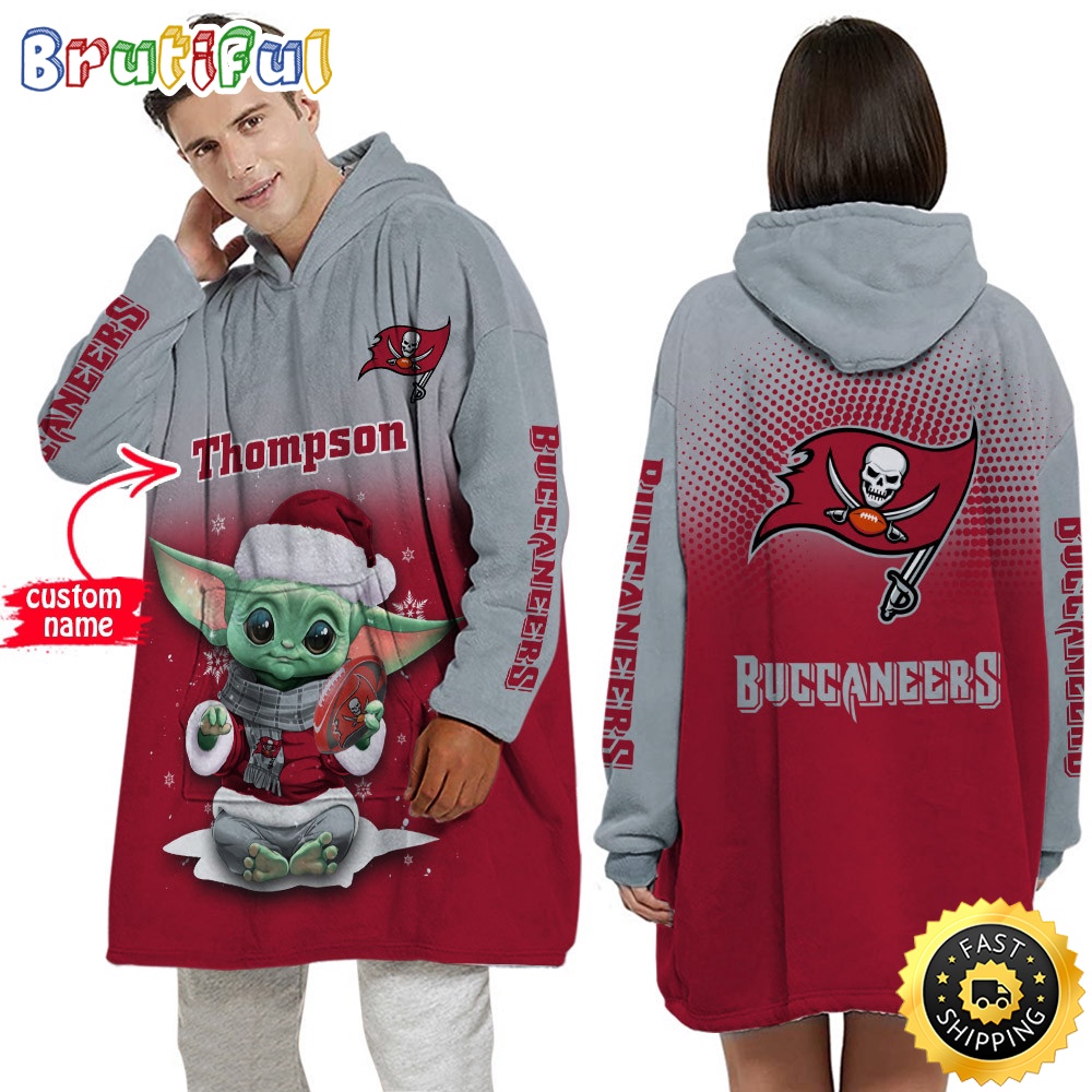 Sportswearmerch Tampa Bay Buccaneers NFL Baby Yoda Lover Personalized Blaket Hoodie For Fan