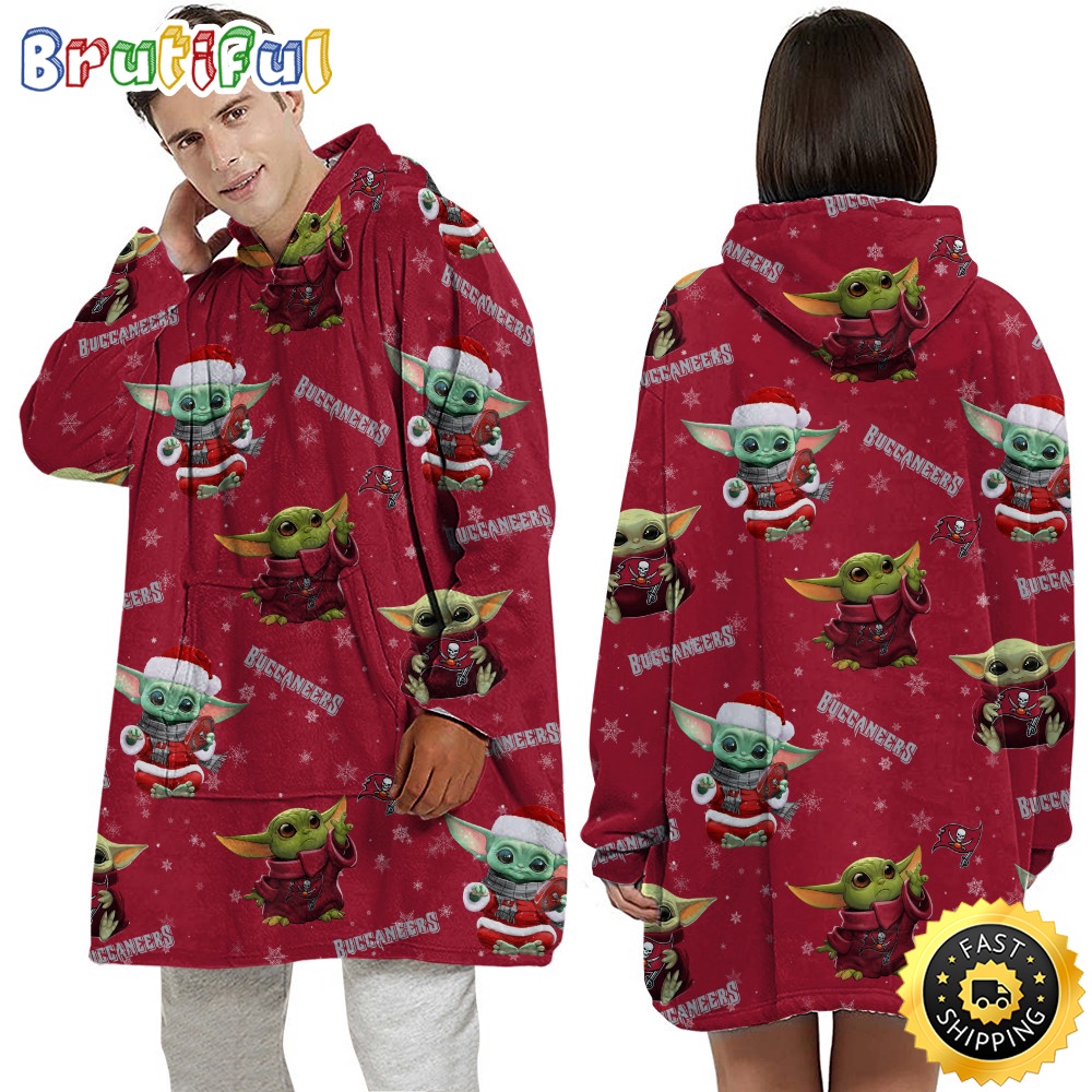 Sportswearmerch Tampa Bay Buccaneers NFL Baby Yoda Personalized Blaket Hoodie For Fan