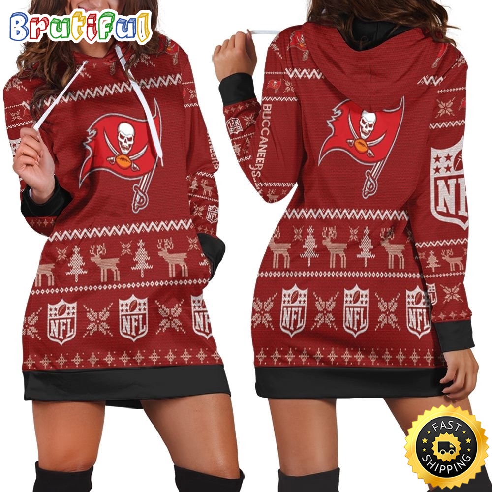 Sportswearmerch Tampa Bay Buccaneers NFL Christmas Hoodie Dress For Fan