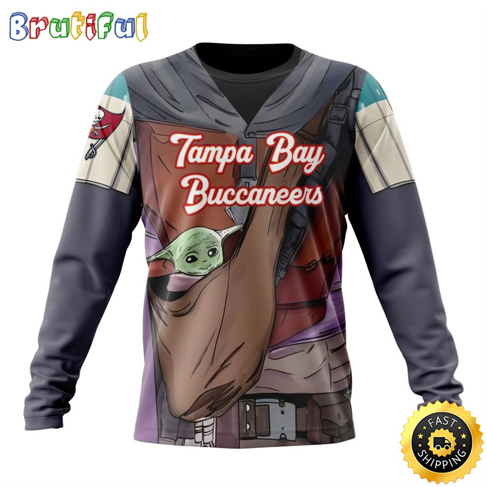 Sportswearmerch Tampa Bay Buccaneers NFL Crewneck Mandalorian And Baby Yoda Personalized Sweater For Fan