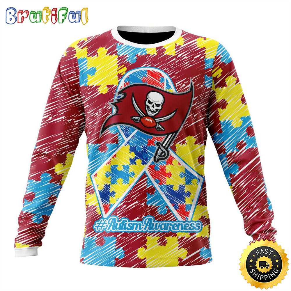 Sportswearmerch Tampa Bay Buccaneers NFL Crewneck Puzzle Autism Awareness Personalized Sweater For Fan