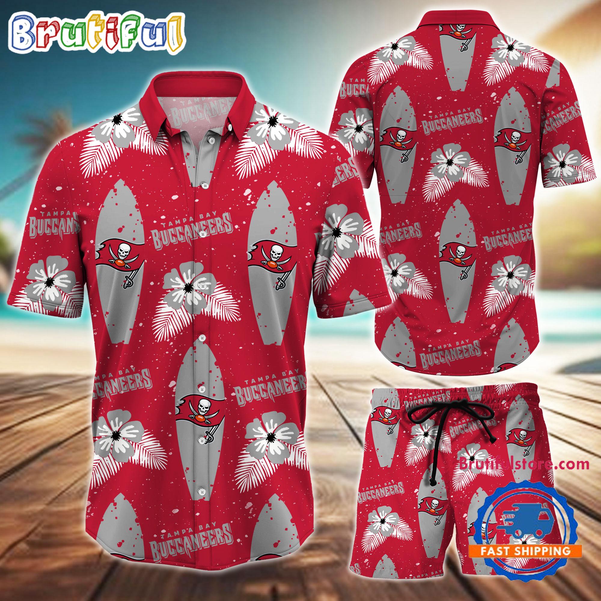 Sportswearmerch Tampa Bay Buccaneers NFL Flower Pattern Personalized Set Short Set For Fan