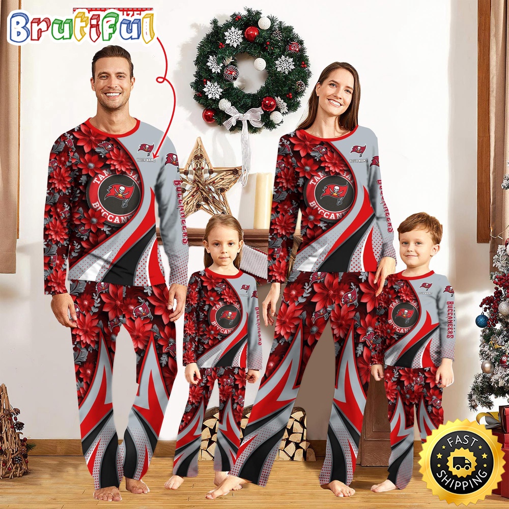 Sportswearmerch Tampa Bay Buccaneers NFL Flower Personalized Pajamas Family For Fan