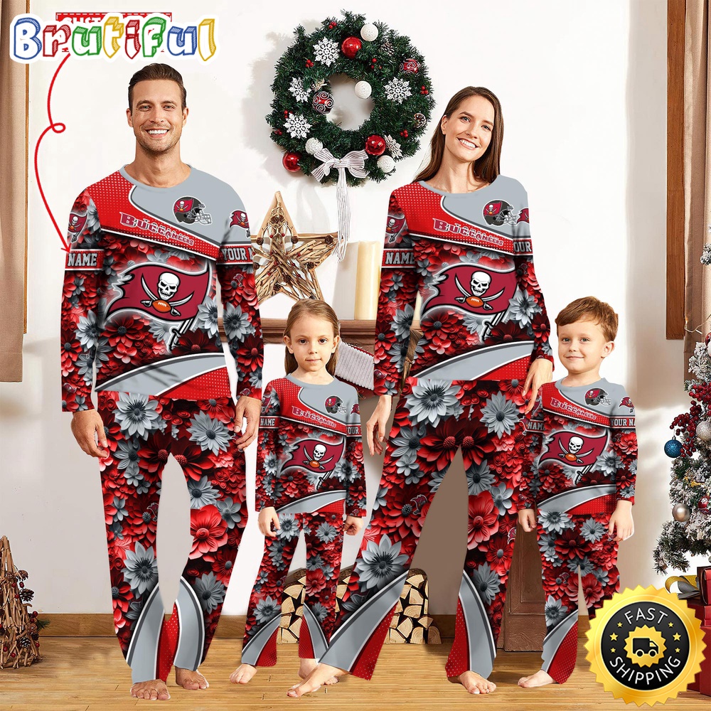 Sportswearmerch Tampa Bay Buccaneers NFL Flower Sports Personalized Pajamas Family For Fan