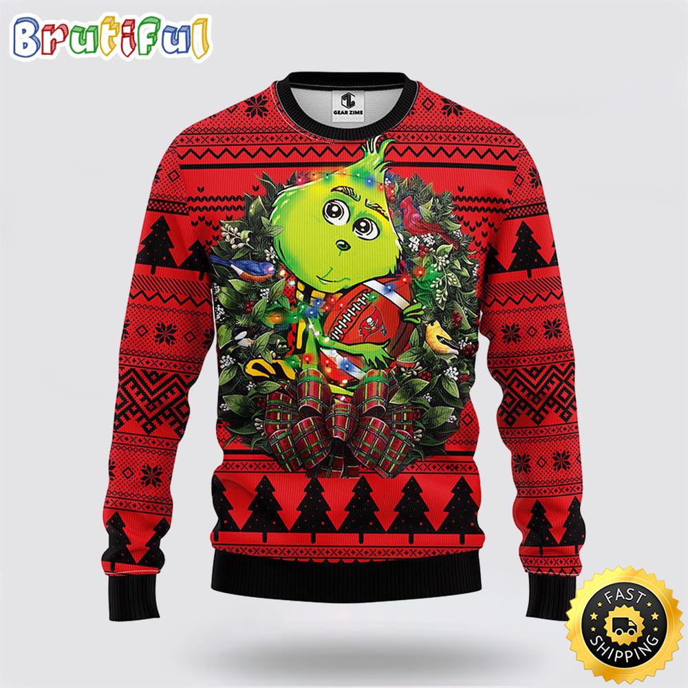 Sportswearmerch Tampa Bay Buccaneers NFL Grinch Hug Ugly Christmas Sweater For Fan