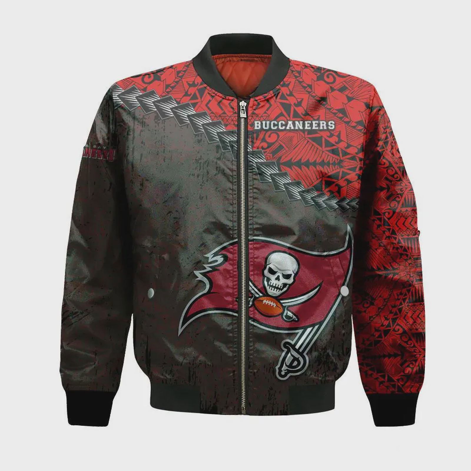 Sportswearmerch Tampa Bay Buccaneers NFL Grunge Polynesian Tattoo Bomber Jacket For Fan