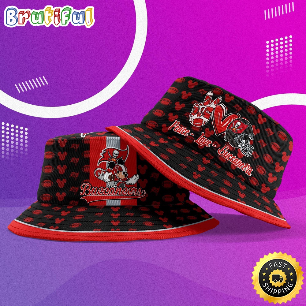 Sportswearmerch Tampa Bay Buccaneers NFL Mickey Mouse Personalized Bucket Hat For Fan