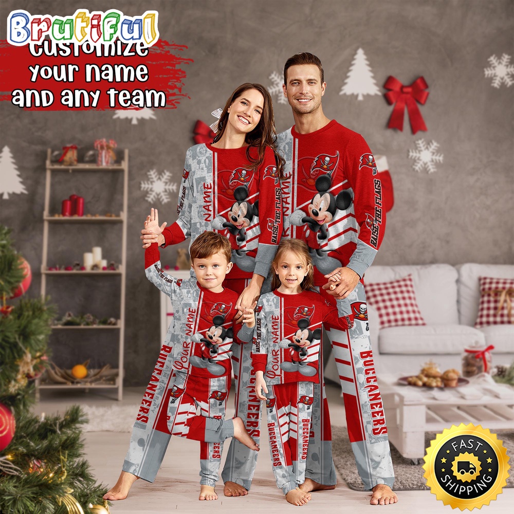 Sportswearmerch Tampa Bay Buccaneers NFL Mickey Mouse Personalized Pajamas Family For Fan