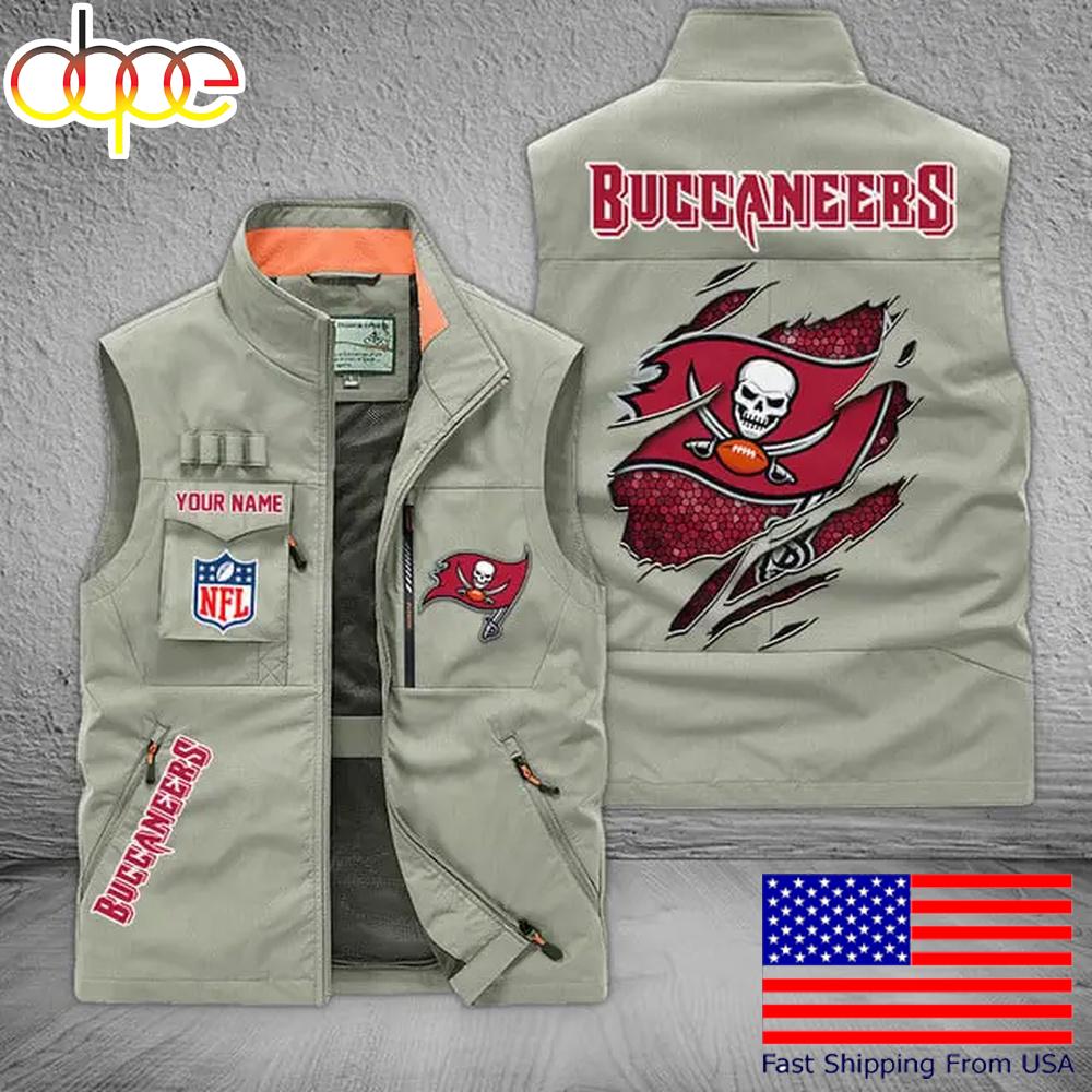 Sportswearmerch Tampa Bay Buccaneers NFL On Back Personalized Pocket Vest For Fan
