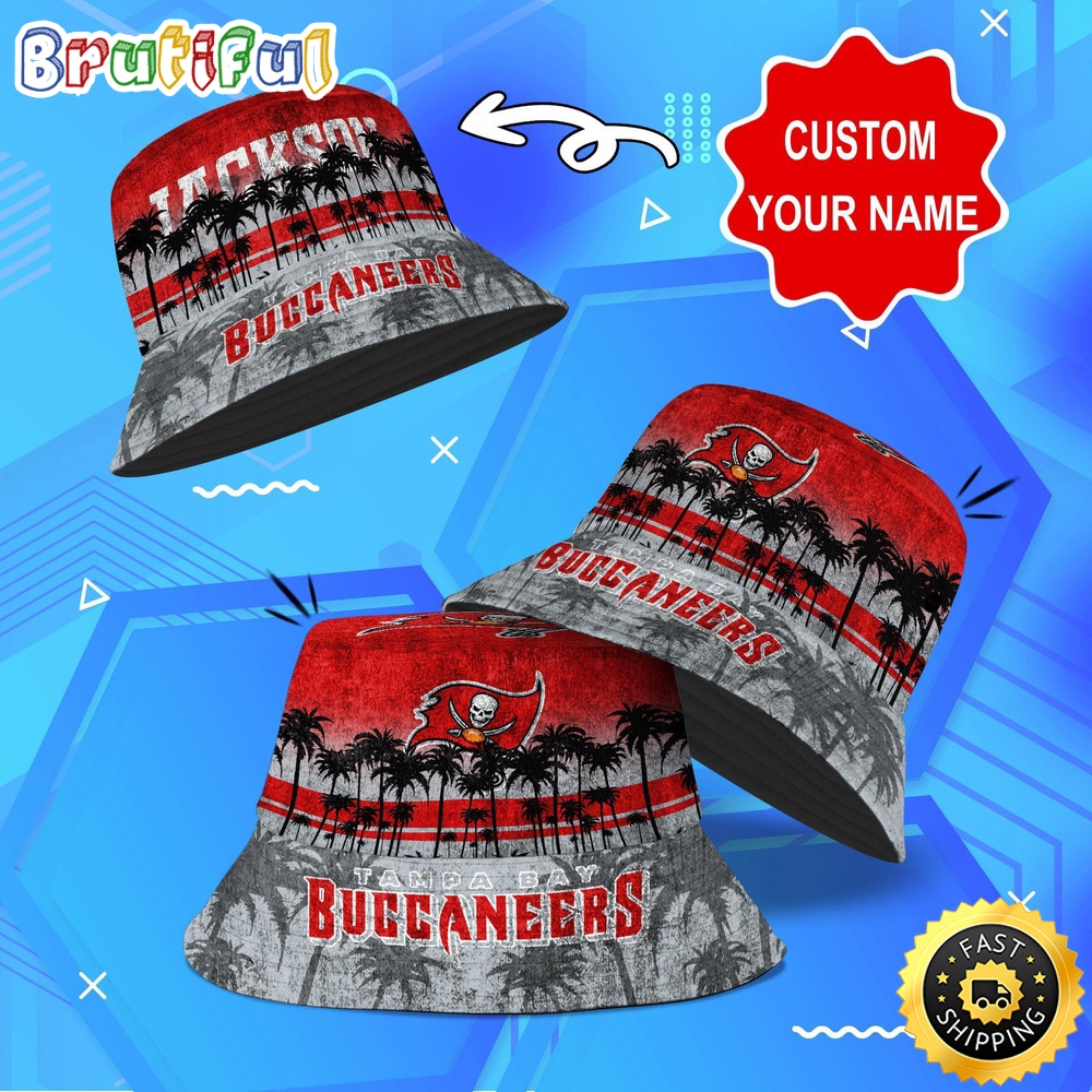 Sportswearmerch Tampa Bay Buccaneers NFL Palm Tree Personalized Bucket Hat For Fan