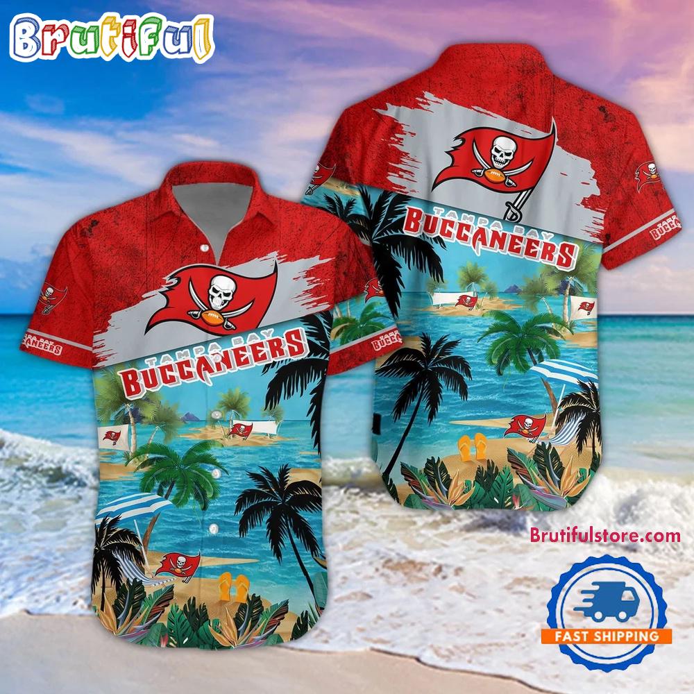 Sportswearmerch Tampa Bay Buccaneers NFL Palm Tree Summer Beach Personalized Hawaiian Shirt For Fan