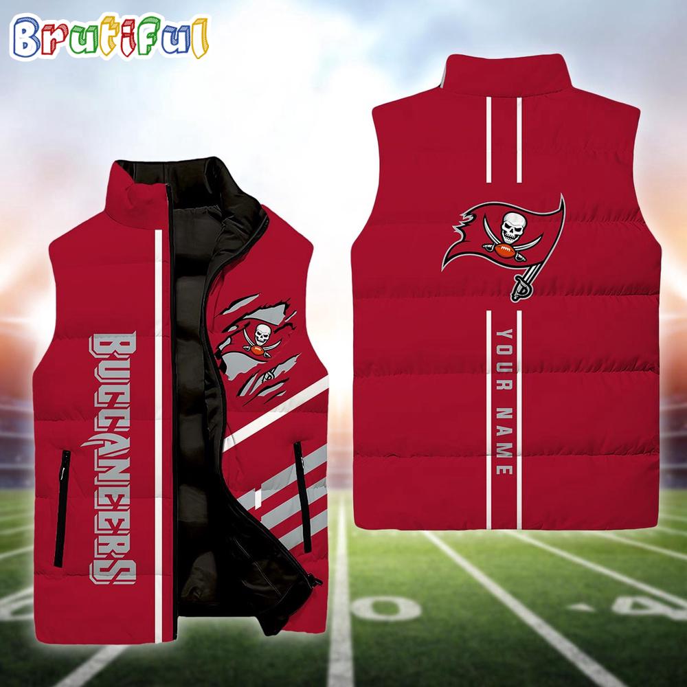Sportswearmerch Tampa Bay Buccaneers NFL Personalized Sleeveless Down Puffer Jacket For Fan