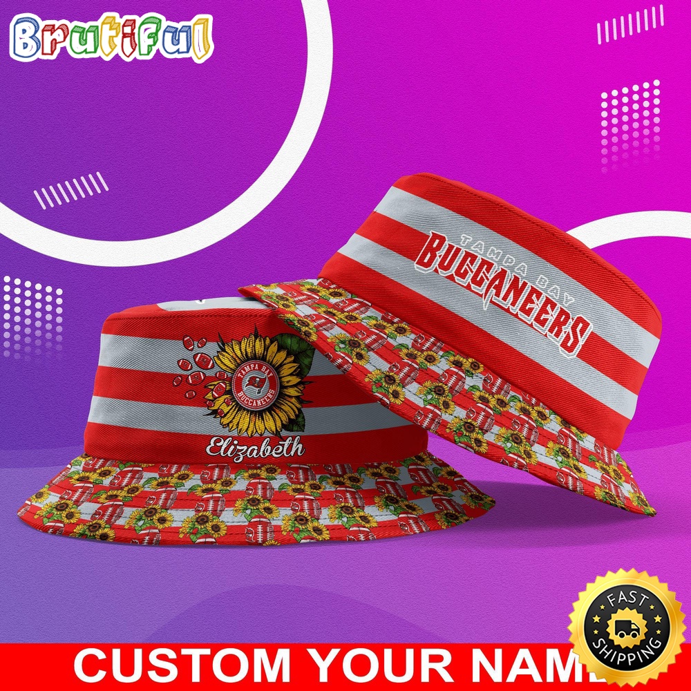 Sportswearmerch Tampa Bay Buccaneers NFL Sunflower Personalized Bucket Hat For Fan