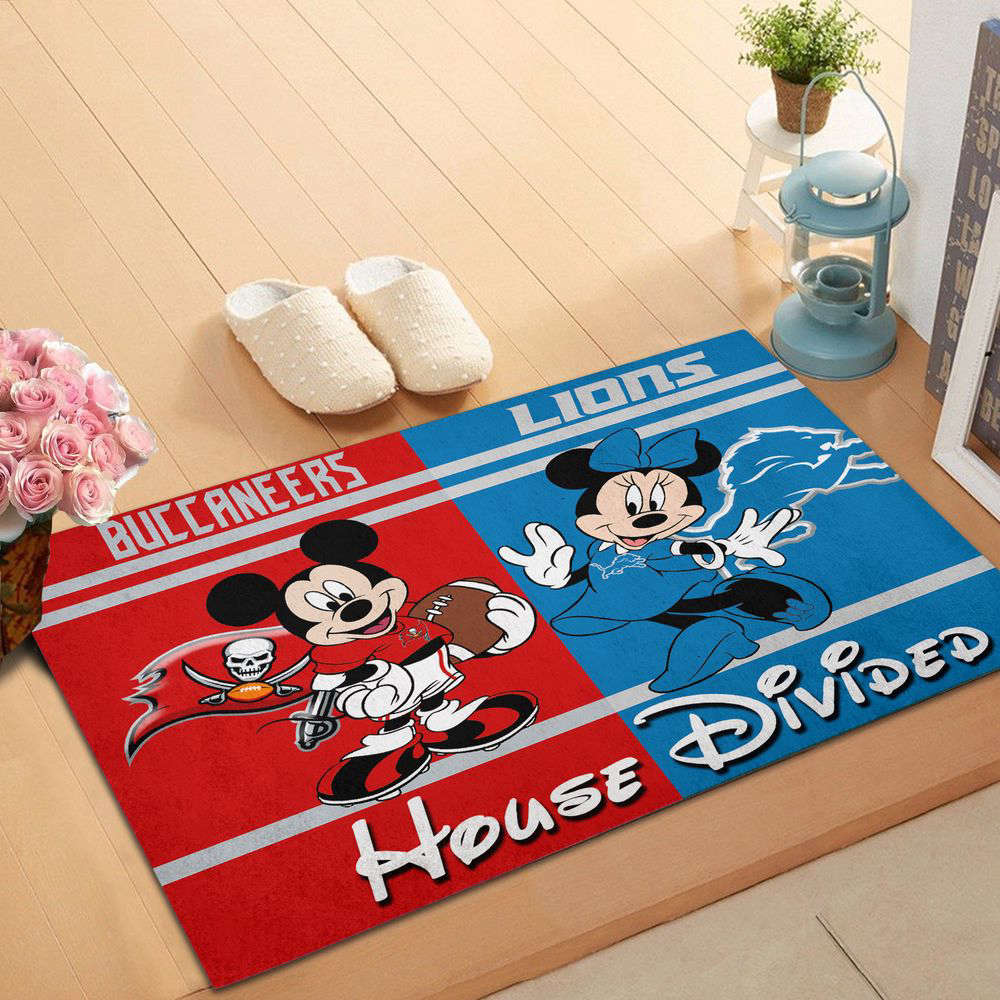 Sportswearmerch Tampa Bay Buccaneers NFL x Detroit Lions NFL x Mickey And Minnie Doormat For Fan