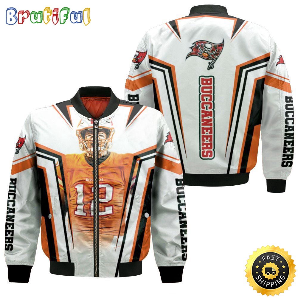 Sportswearmerch Tampa Bay Buccaneers NFL x Tom Brady 12 Retro Personalized Bomber Jacket For Fan