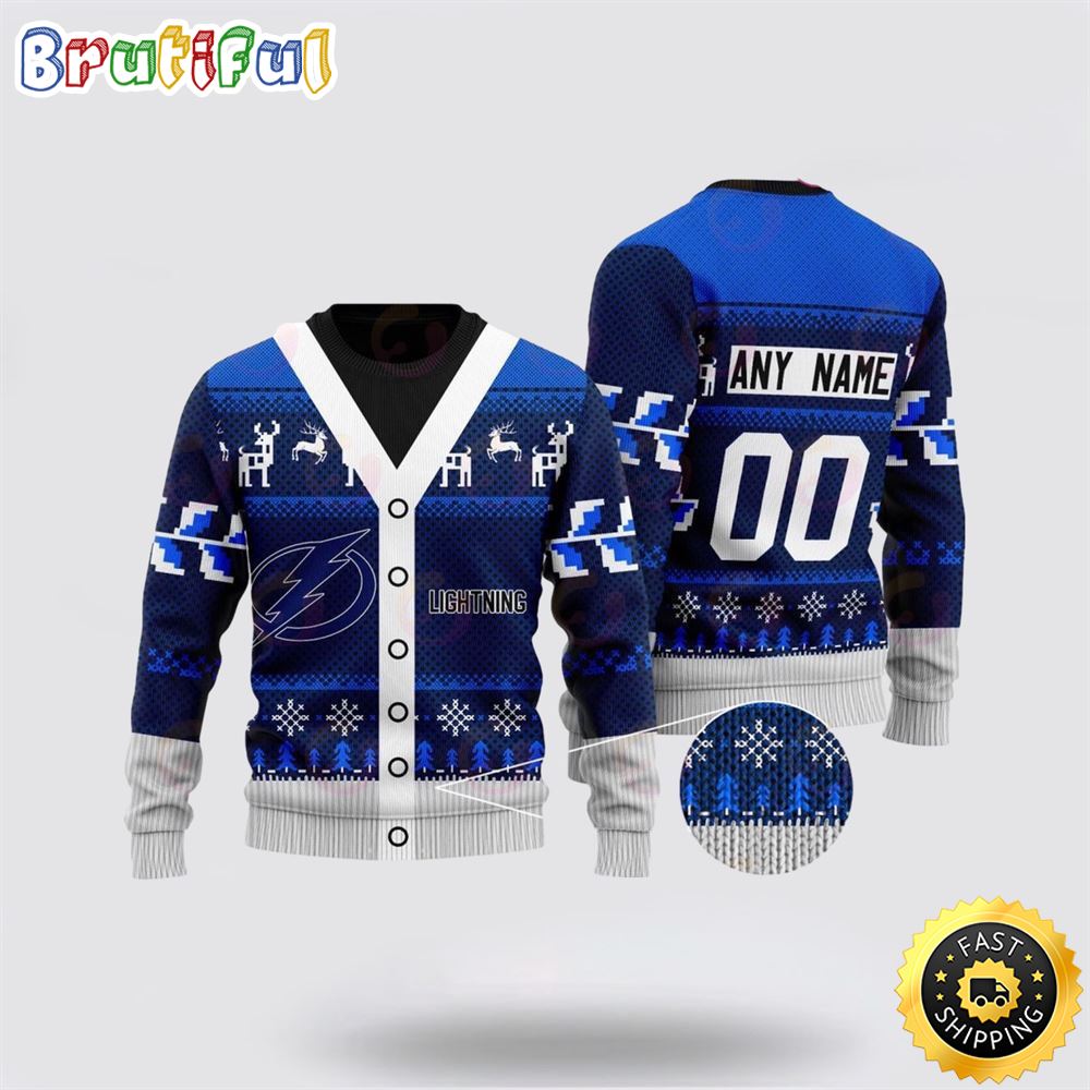 Sportswearmerch Tampa Bay Lightning NHL Elk Pattern Personalized Christmas Sweater For Fan