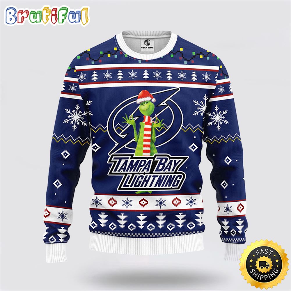 Sportswearmerch Tampa Bay Lightning NHL Funny Grinch Ugly Christmas Sweater For Fan