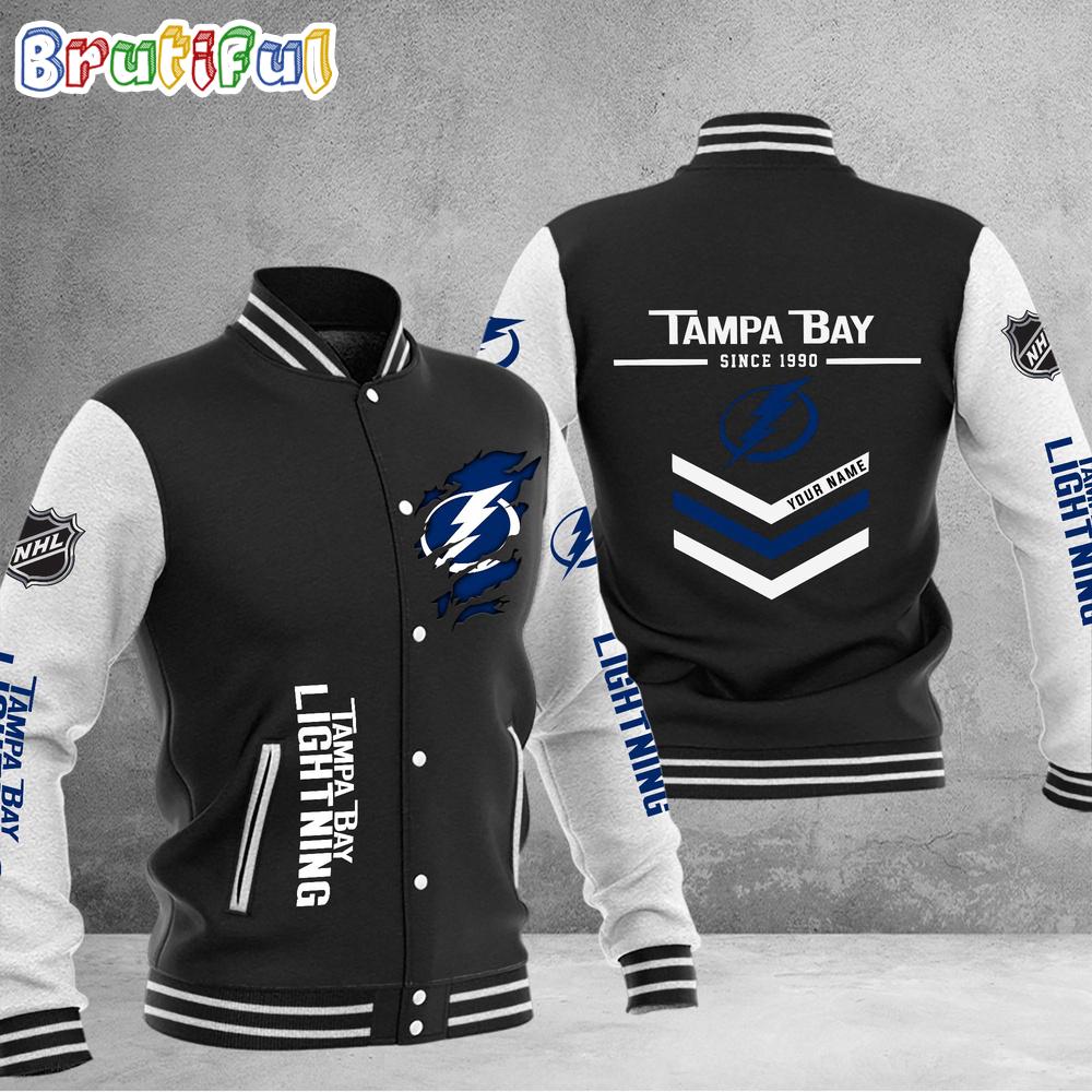 Sportswearmerch Tampa Bay Lightning NHL Personalized Baseball Jacket For Fan