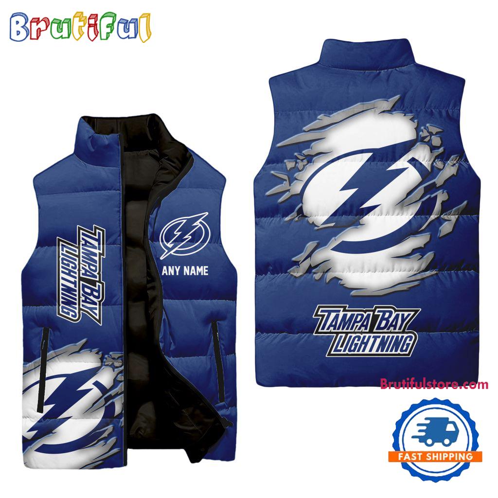 Sportswearmerch Tampa Bay Lightning NHL Personalized Sleeveless Puffer Jacket For Fan