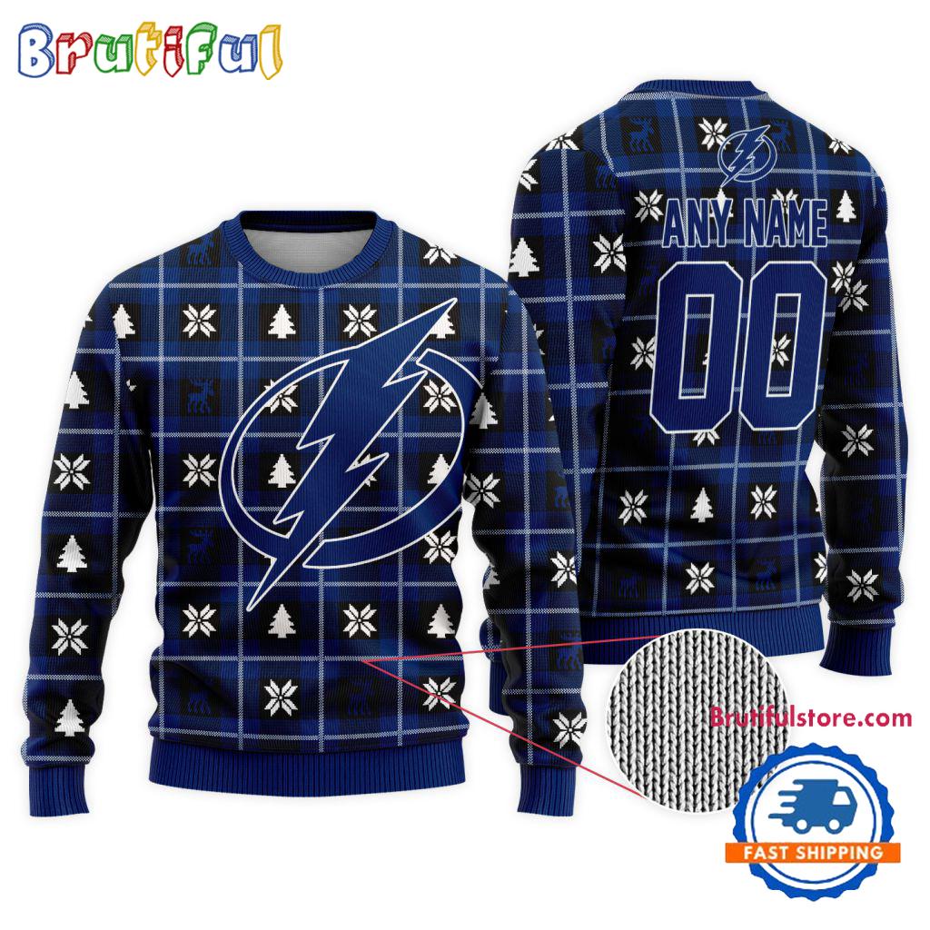 Sportswearmerch Tampa Bay Lightning NHL Personalized Snow Tree Ugly Christmas Sweater For Fan