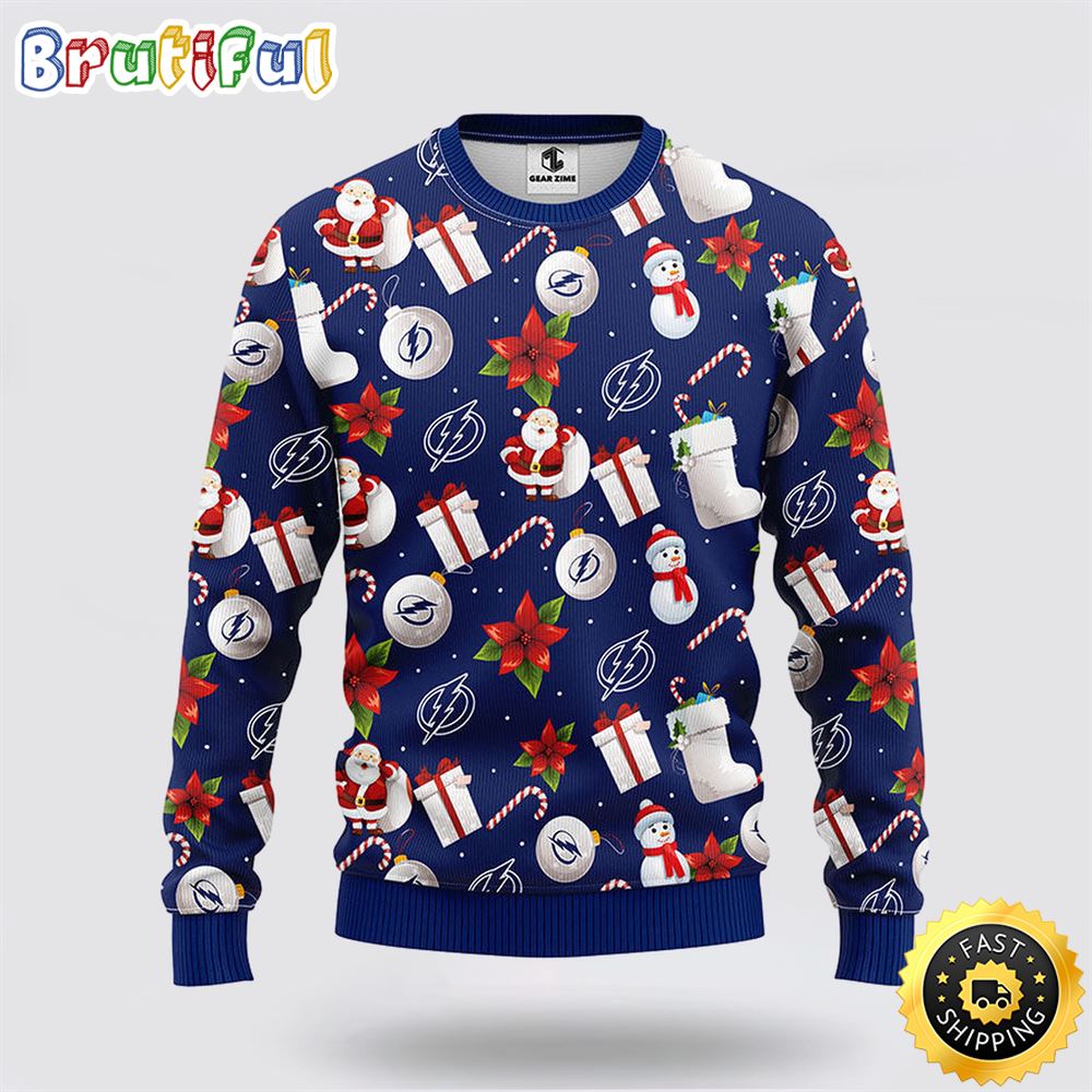 Sportswearmerch Tampa Bay Lightning NHL Santa Claus Snowman Ugly Christmas Sweater For Fan