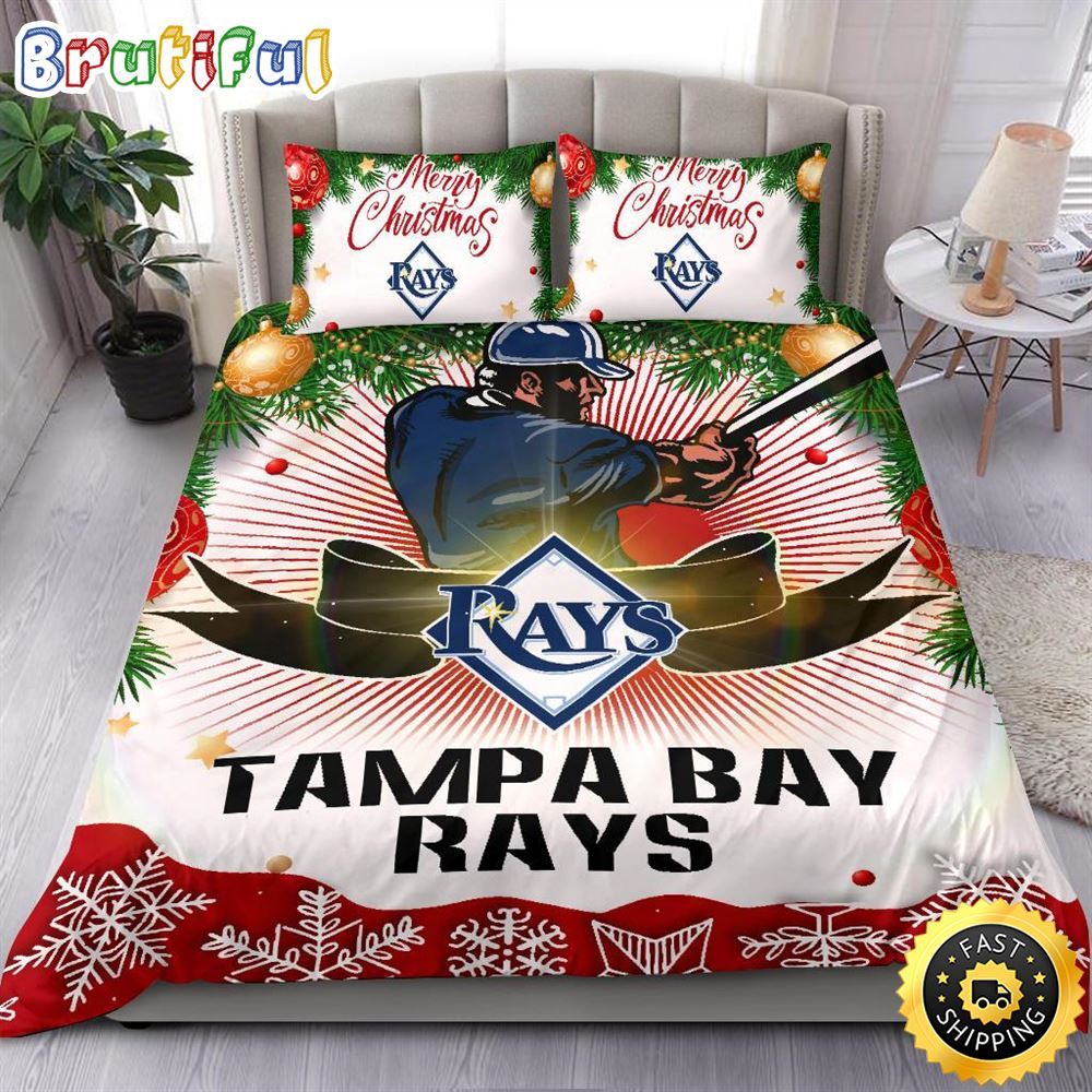 Sportswearmerch Tampa Bay Rays MLB Christmas Bedding Sets Merry For Fan