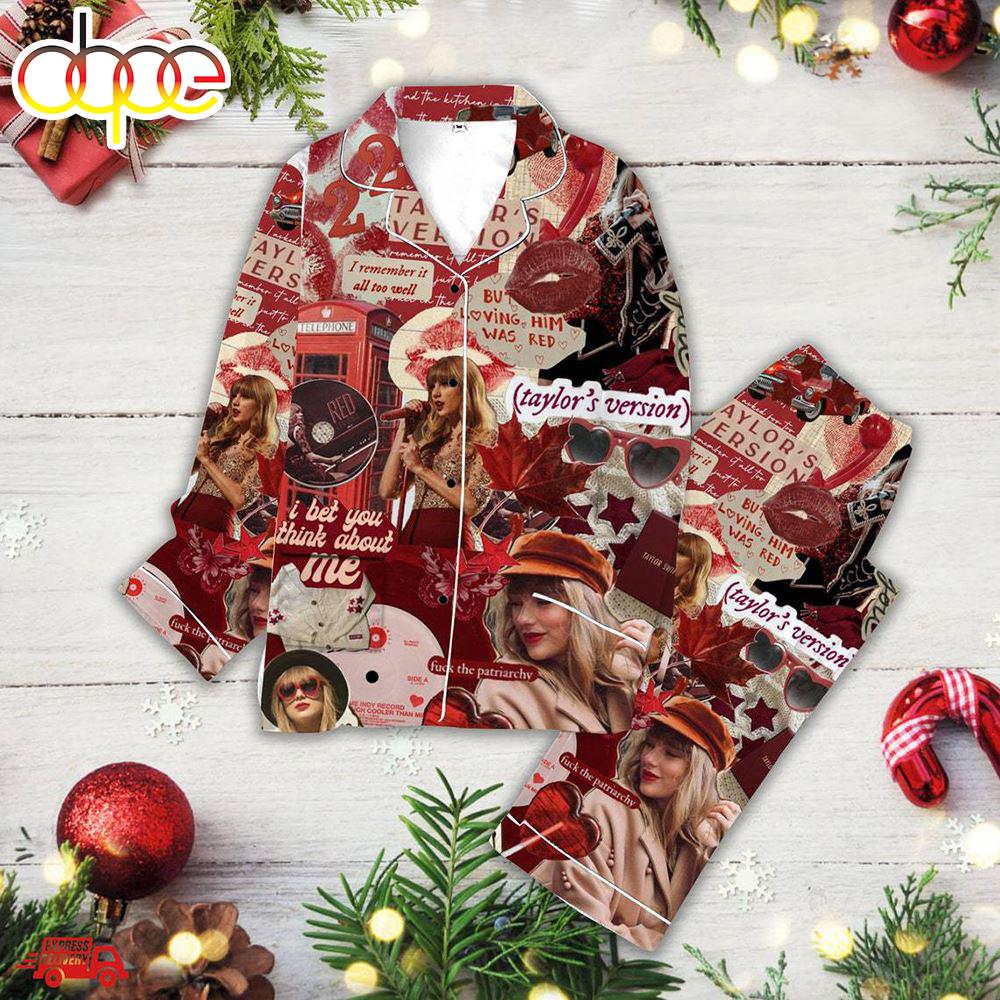 Sportswearmerch Taylor Swift Music 's Red Eras Christmas Personalized Pajamas For Fan
