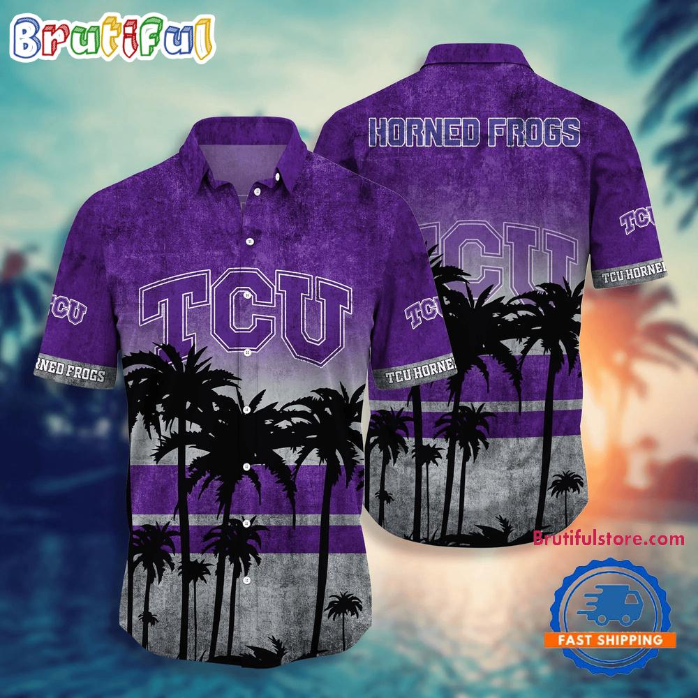 Sportswearmerch TCU Horned Frogs NCAA Palm Tree Tropical Summer Beach Hawaiian Shirt For Fan