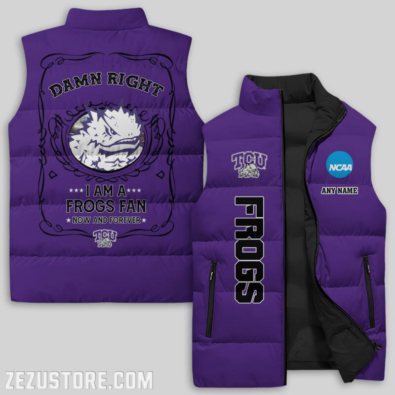 Sportswearmerch TCU Horned Frogs NCAA Sleeveless Puffer Jacket For Fans
